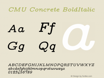 CMU Concrete BoldItalic Version 0.7.0 Font Sample