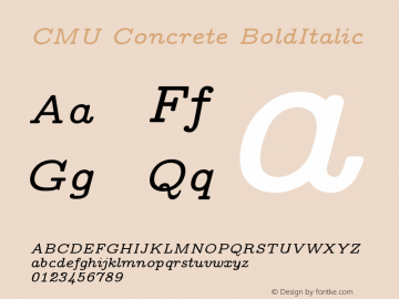 CMU Concrete BoldItalic Version 0.7.0 Font Sample