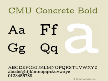 CMU Concrete Bold Version 0.7.0 Font Sample