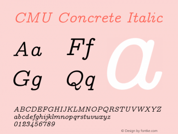 CMU Concrete Italic Version 0.7.0 Font Sample