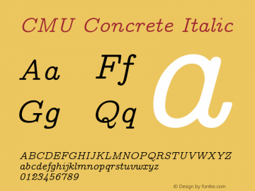 CMU Concrete Italic Version 0.7.0 Font Sample