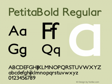 PetitaBold Regular 1.1 2005-05-03 Font Sample