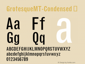 ☞Grotesque MT Condensed Version 1.00 - October 2001;com.myfonts.easy.mti.grotesque-mt.condensed.wfkit2.version.3MFW图片样张