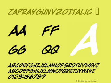 ☞Zap Raygun V2.0 Italic Macromedia Fontographer 4.1.5 12/4/01;com.myfonts.easy.blambot.zap-raygun-2.italic.wfkit2.version.FAb图片样张