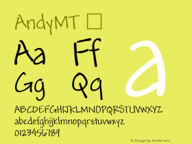 ☞Andy MT Version 2.0 - June 11, 1996;com.myfonts.easy.mti.andy.mt.wfkit2.version.22k图片样张