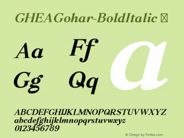☞GHEAGohar-BoldItalic Version 1.002 2007;com.myfonts.easy.armtype.ghea-gohar.bold-italic.wfkit2.version.3B9F图片样张