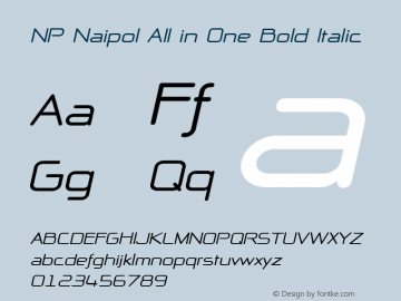 NP Naipol All in One Bold Italic Version 3.000 2009 initial release Font Sample