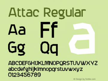 Attac Regular Version 1.00 Font Sample