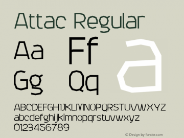 Attac Regular Version 1.00 Font Sample