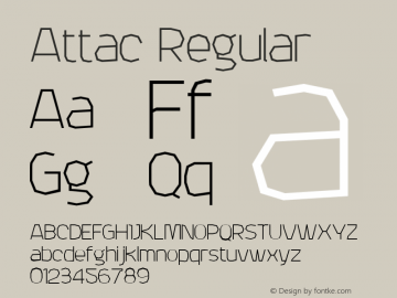 Attac Regular Version 001.000 Font Sample