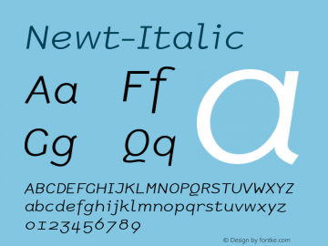☞Newt-Italic Version 002.000; ttfautohint (v1.5);com.myfonts.easy.garagefonts.newt.italic.wfkit2.version.3uAc图片样张
