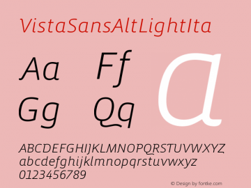 ☞VistaSansAltLightIta Version 4.0; release;com.myfonts.easy.emigre.vista-sans.alt-light-ita.wfkit2.version.2of7图片样张