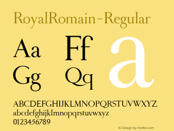 ☞RoyalRomain-Regular Version 1.000;com.myfonts.easy.wiescherdesign.royal-romain.regular.wfkit2.version.4BfC图片样张