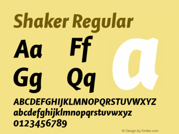 Shaker Regular Version 1.00 Font Sample