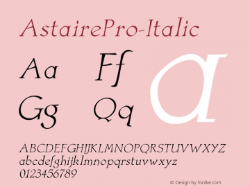 ☞AstairePro-Italic Version 1.000;PS 001.000;hotconv 1.0.38;com.myfonts.bergsland.astaire-pro.italic.wfkit2.2mnF图片样张