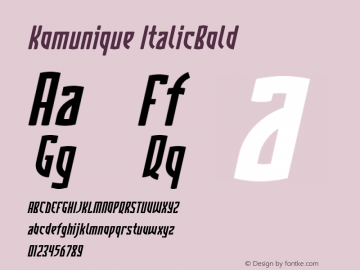 Komunique ItalicBold Version 001.000 Font Sample