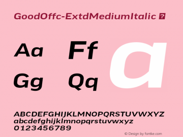 ☞Good Offc Extd Medium Italic Version 7.504; 2014; Build 1020; ttfautohint (v1.5);com.myfonts.easy.fontfont.good-office.offc-extd-medium-italic.wfkit2.version.4bs1图片样张