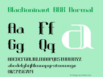 Blackoninaut BRK Normal Version 2.00 Font Sample