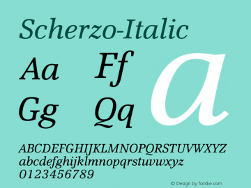 ☞Scherzo-Italic Version 001.000 ;com.myfonts.mti.scherzo.italic.wfkit2.sJF图片样张