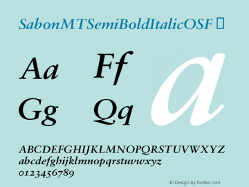 ☞Sabon MT Semi Bold Italic OSF Version 1.0 - December 1, 1994;com.myfonts.mti.sabon.mt-semi-bold-italic-old-style-figures.wfkit2.3MCM图片样张