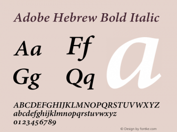 Adobe Hebrew Bold Italic Version 1.061 Font Sample