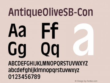 ☞AntiqueOliveSB-Con OTF 1.000; PS 001.00;Core 1.0.0; ttfautohint (v1.5);com.myfonts.easy.efscangraphic.antique-olive-sb.con.wfkit2.version.2iYQ图片样张