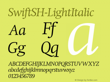 ☞SwiftSH-LightItalic OTF 1.000; PS 001.00;Core 1.0.0;com.myfonts.easy.efscangraphic.swift-sh.light-italic.wfkit2.version.2jgs图片样张