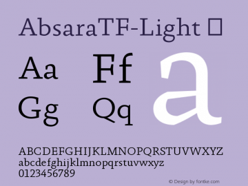 ☞AbsaraTF-Light Version 4.460 2004; ttfautohint (v1.5);com.myfonts.easy.fontfont.absara.tf-light.wfkit2.version.37ES图片样张