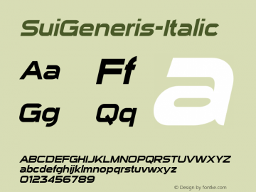 ☞Sui Generis Italic Version 2.202 2004;com.myfonts.typodermic.sui-generis.italic.wfkit2.3b8M图片样张