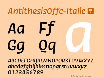☞Antithesis Offc Italic Version 7.504; 2014; Build 1022;com.myfonts.easy.fontfont.antithesis.offc-italic.wfkit2.version.4bkZ图片样张
