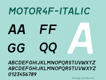 ☞Motor 4F Italic 1.1;com.myfonts.easy.4thfebruary.motor-4f.italic.wfkit2.version.4kTz图片样张