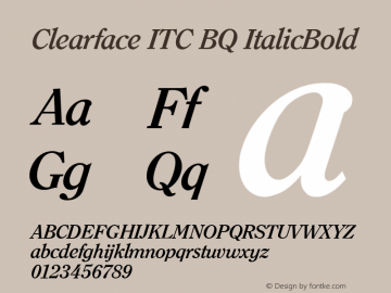Clearface ITC BQ ItalicBold Version 1.00 Font Sample