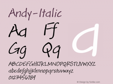 ☞Andy-Italic Version 001.000 ;com.myfonts.easy.mti.andy.italic.wfkit2.version.sEe图片样张
