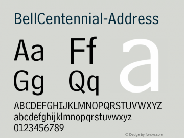 ☞Bell Centennial Address Version 001.000 ; ttfautohint (v1.5);com.myfonts.easy.mti.bell-centennial.address.wfkit2.version.sWQ图片样张