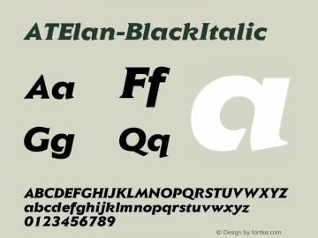 ☞AT Elan Black Italic Version 001.000 ;com.myfonts.easy.mti.atelan.at-elan-black-italic.wfkit2.version.taw图片样张