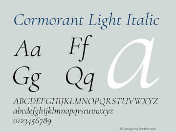 Cormorant Light Italic Version 1.000;PS 001.000;hotconv 1.0.70;makeotf.lib2.5.58329 Font Sample