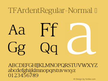 ☞TFArdentRegular-Normal Version 001.000 ; ttfautohint (v1.5);com.myfonts.easy.mti.tfardent.tfardent-regular-normal.wfkit2.version.tZi图片样张