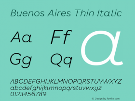 BuenosAires-ThinItalic Version 29.000图片样张