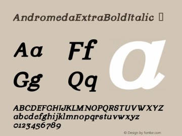 ☞AndromedaExtraBoldItalic Macromedia Fontographer 4.1.5 5/21/02;com.myfonts.t26.andromeda.extra-bold-italic.wfkit2.Ec1图片样张