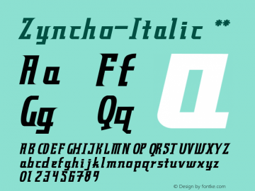 ☞Zyncho-Italic Version 1.000;PS 001.001;hotconv 1.0.56;com.myfonts.easy.emboss.zyncho.italic.wfkit2.version.3QzS图片样张