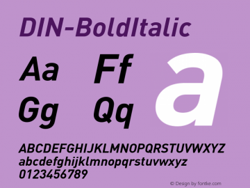 ☞DIN-BoldItalic Version 4.450 ;com.myfonts.easy.fontfont.ff-din.bold-italic.wfkit2.version.26VJ图片样张