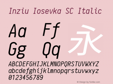 Inziu Iosevka SC Italic Version 1.060 Font Sample