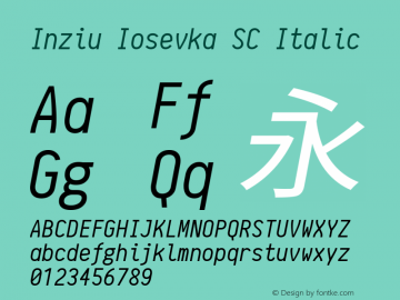 Inziu Iosevka SC Italic Version 1.060 Font Sample