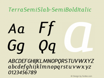 ☞TerraSemiSlab-SemiBoldItalic Version 001.001 ;com.myfonts.easy.konstantynov.terra-semi-slab.semi-bold-italic.wfkit2.version.3f84图片样张