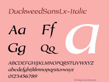 ☞DuckweedSansLx-Italic Version 2.000;com.myfonts.arthurbaker.duckweed-sans.lx-italic.wfkit2.35Ad图片样张