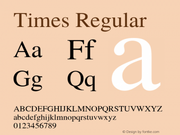 Times Regular 1.0 Font Sample