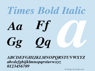 Times Bold Italic 1.0 Wed Jan 15 11:07:02 1997 Font Sample