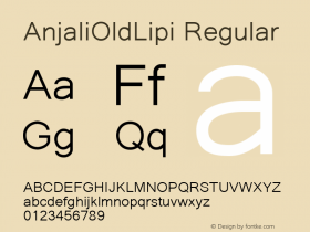 AnjaliOldLipi Regular Version 0.730 2004 Font Sample