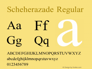 Scheherazade Regular Version 1.0rc1 (build 117/117) Font Sample