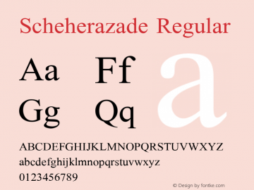 Scheherazade Regular Version 1.001 (build 117/117) Font Sample